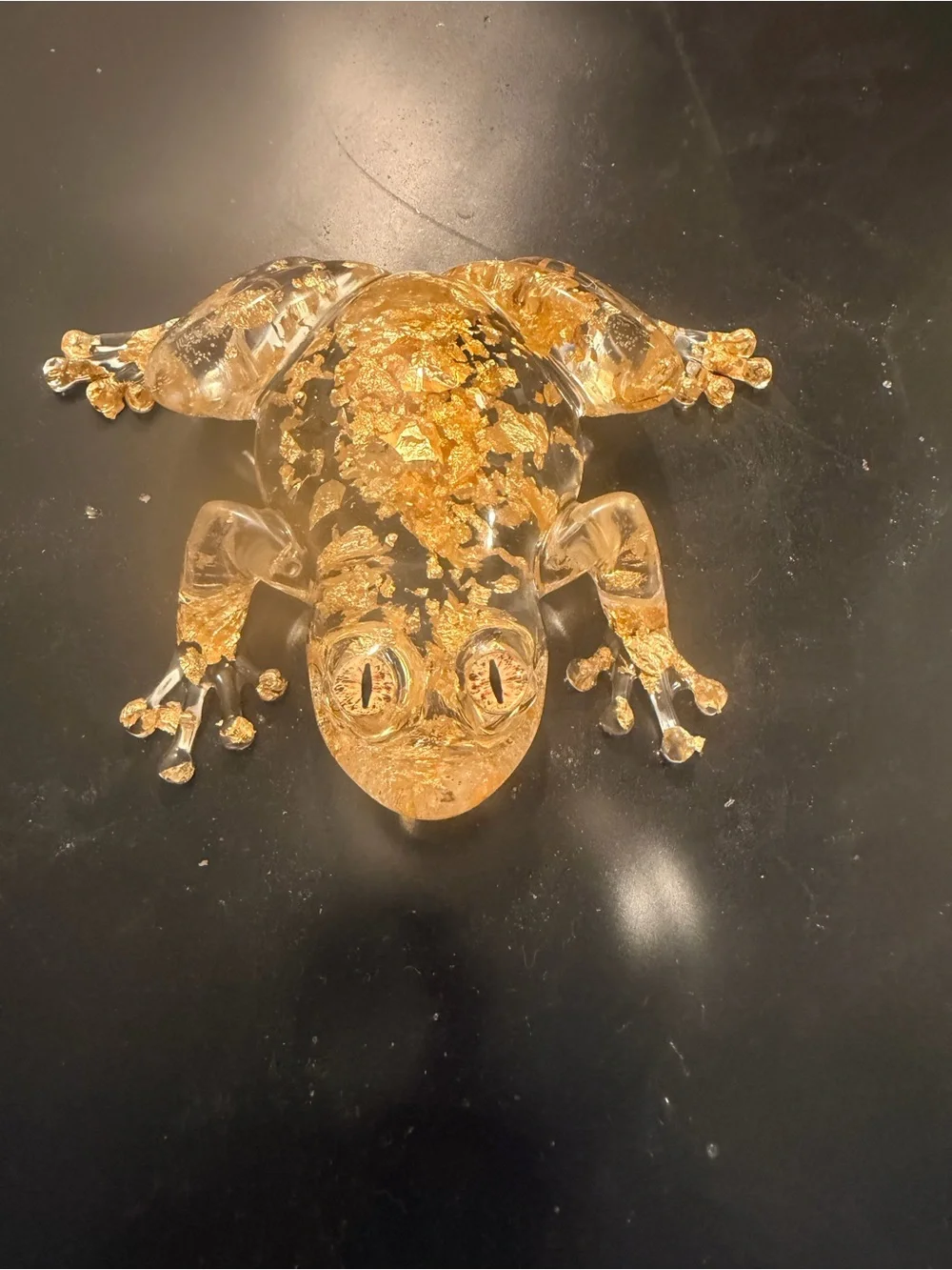 Decorative Clear and Gold resin Frog Ornament - Reptile Accent